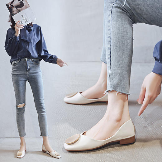 【夏季平底鞋】晚晚鞋网红豆豆鞋浅口瓢鞋女鞋 商品图2