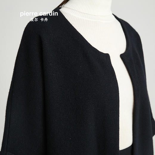 皮尔卡丹女装黑色针织大氅63k046743190