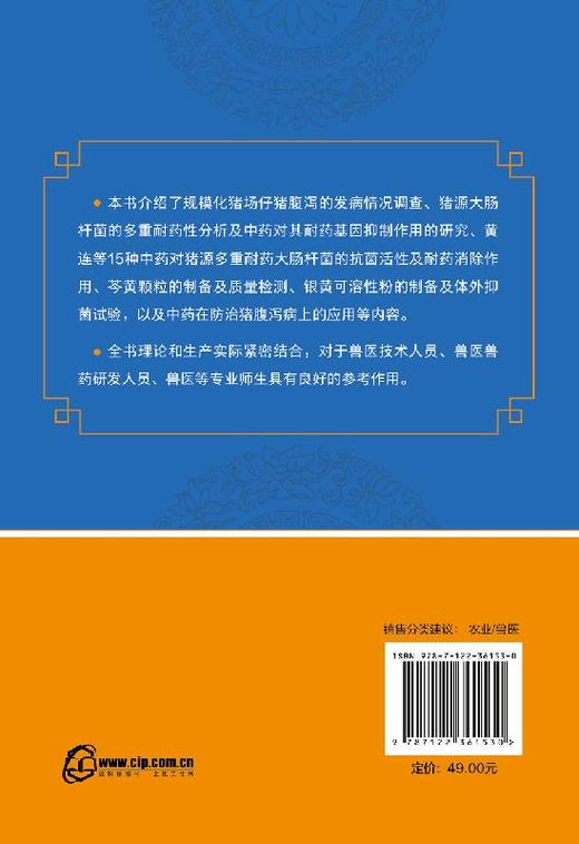 治i疗仔猪腹泻中药复i方的筛选及应用 董发明 兽医书籍规模化猪场仔猪腹泻治i疗大肠杆菌耐药性检测分析抗i菌活性试验中药颗粒制备技术 商品图1