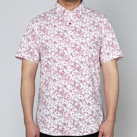 Marco Azzali 白底玫红印花衬衫 C3851900