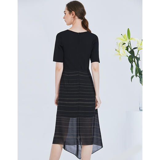 EITIE爱特爱女装夏季V领荷叶边开叉不规则柳丁修身连衣裙5907687 商品图3