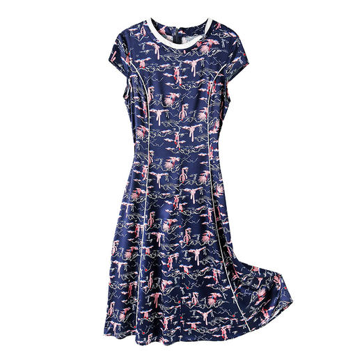 ASE-2266新品圆领气质真丝印花连衣裙 商品图4