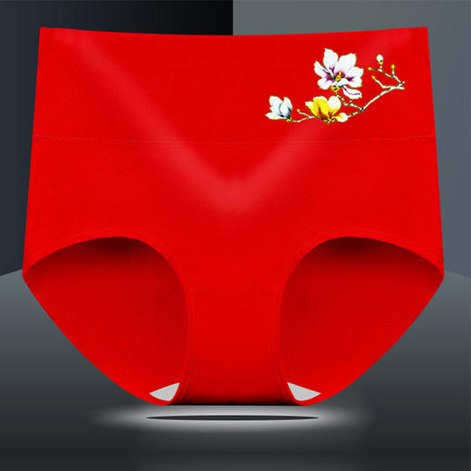 DZQ-纯棉高腰收腹提臀大码全棉内裤印花透气三角6条装WH 商品图0