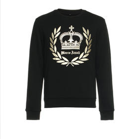 Marco Azzali 黑色皇冠烫金长袖T恤卫衣 T3980200