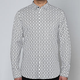 Marco Azzali 白底黑色小皇冠印花衬衫 C3904300