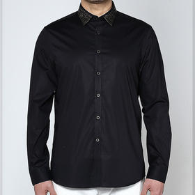 Marco Azzali 黑色领子烫金蛇纹印花衬衫 C3719200