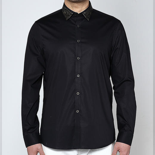 Marco Azzali 黑色领子烫金蛇纹印花衬衫 C3719200 商品图0