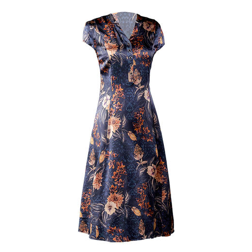 JJ-7632新款夏装宽松V领时尚气质印花中长裙 商品图4