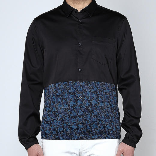 Marco Azzali 黑色下摆印花衬衫 C3718200 商品图0
