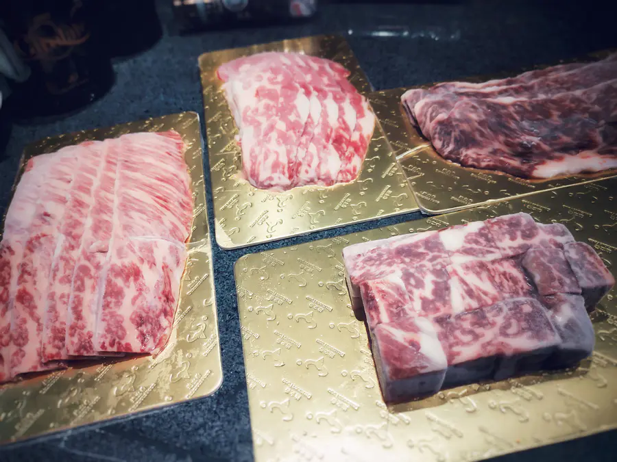 日料烤肉 澳洲和牛4件套牛小排牛腹心牛胸鳍牛三角 一次品尝日式烤肉的精华 M4 7厚切 8 9薄切
