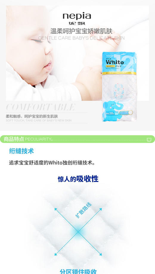 日本妮飘WHITO 12小时拉拉裤 XL38JPY带授权招加盟代理 商品图1