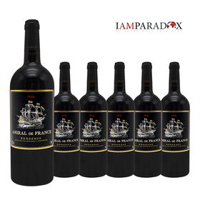 【特惠整箱装】法国原瓶进口红酒 艾米黛芳红葡萄酒Amiral de France Rouge AOC Bordeaux 750ml*6