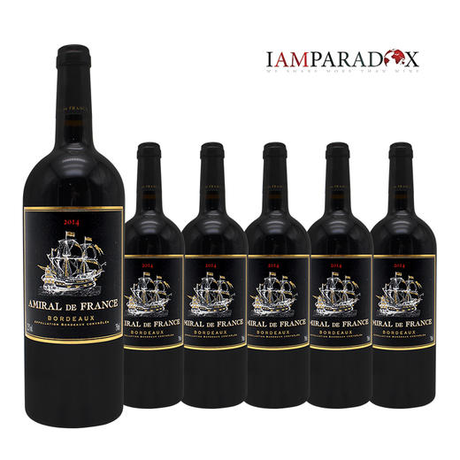 【特惠整箱装】法国原瓶进口红酒 艾米黛芳红葡萄酒Amiral de France Rouge AOC Bordeaux 750ml*6 商品图0