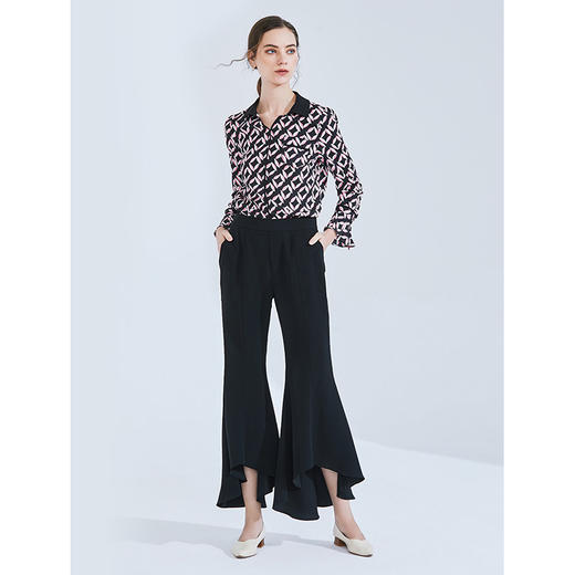 EITIE爱特爱女装春装印花衬衫女设计感小众长袖衬衣5913603 商品图1