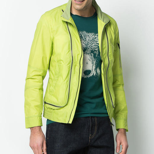 Marco Azzali 绿色拉链长袖夹克 J3602700 商品图0