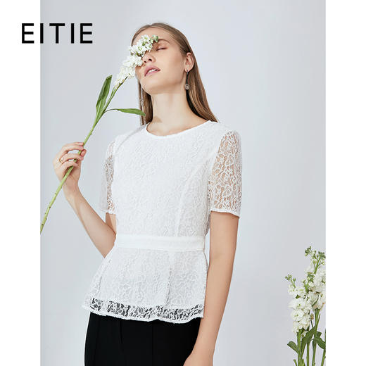 EITIE爱特爱夏季新款时尚洋气温柔显瘦蕾丝小上衣女B2013428 商品图2