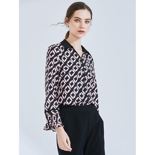 EITIE爱特爱女装春装印花衬衫女设计感小众长袖衬衣5913603 商品图2