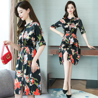 ASE-2286新品 印花真丝连衣裙 商品图5