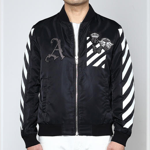 Marco Azzali 黑色化纤飞行夹克 J3904200 商品图0