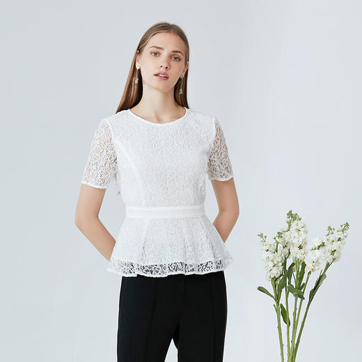 EITIE爱特爱夏季新款时尚洋气温柔显瘦蕾丝小上衣女B2013428 商品图12