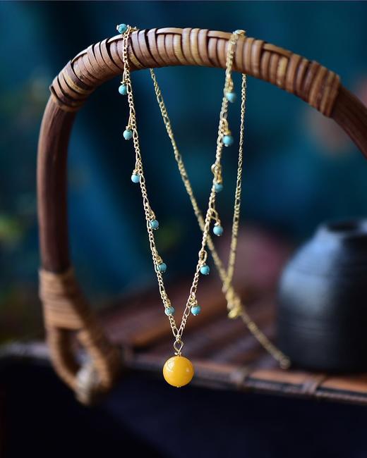 绿松石蜜蜡项链 商品图0