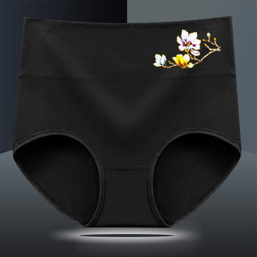 DZQ-纯棉高腰收腹提臀大码全棉内裤印花透气三角6条装WH 商品图3