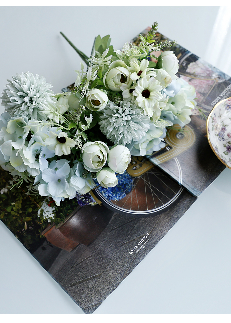 仿真花假花新娘结婚纱影楼韩式高档婚礼粉色玫瑰拍照森系 - 原野花艺