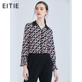 EITIE爱特爱女装春装印花衬衫女设计感小众长袖衬衣5913603