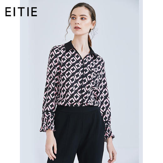 EITIE爱特爱女装春装印花衬衫女设计感小众长袖衬衣5913603 商品图0