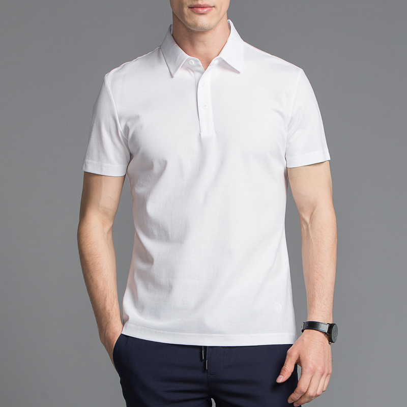 Marco Azzali 白色纯棉短袖T恤POLO衫 T5057300