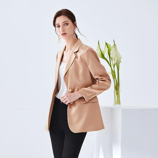 故障 EITIE爱特爱秋季新款时尚通勤干练百搭舒适显瘦西装外套女6103816 商品图2