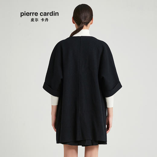 皮尔卡丹女装黑色针织大氅63k046743190