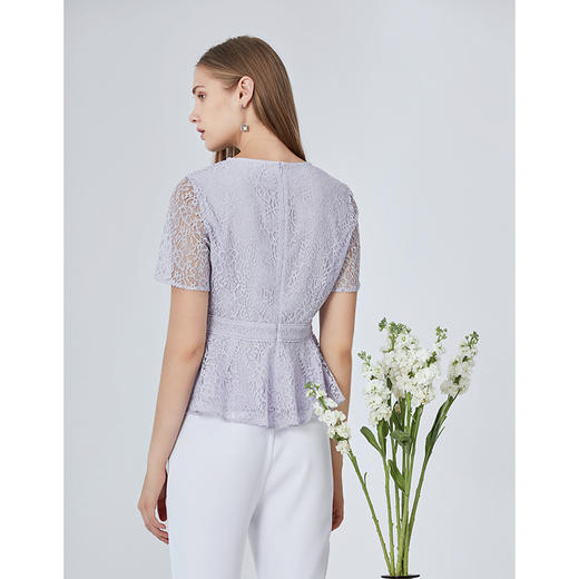 EITIE爱特爱夏季新款时尚洋气温柔显瘦蕾丝小上衣女B2013428 商品图5