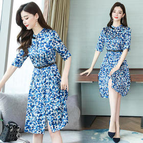 ASE-2286新品 印花真丝连衣裙