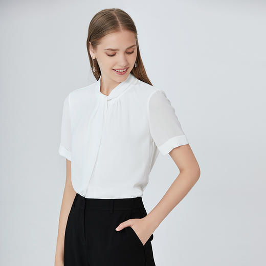 EITIE爱特爱品牌女装秋款时尚通勤职业百搭立领显瘦上衣女薄6113822 商品图2