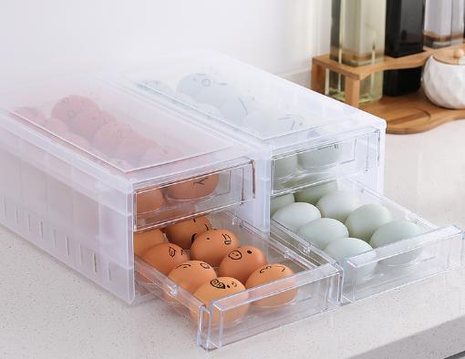 冰箱抽屉式双层鸡蛋收纳盒  冰箱鸡蛋收纳盒保鲜盒厨房整理装放架托蛋盒3.30 商品图5