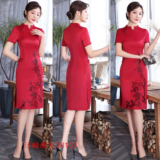 SYK-28099夏新款复古时尚气质醋酸旗袍 商品图2