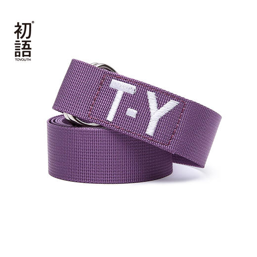 初语夏季新品紫色女士皮带字母刺绣休闲潮酷港风涤纶腰带女8922604075