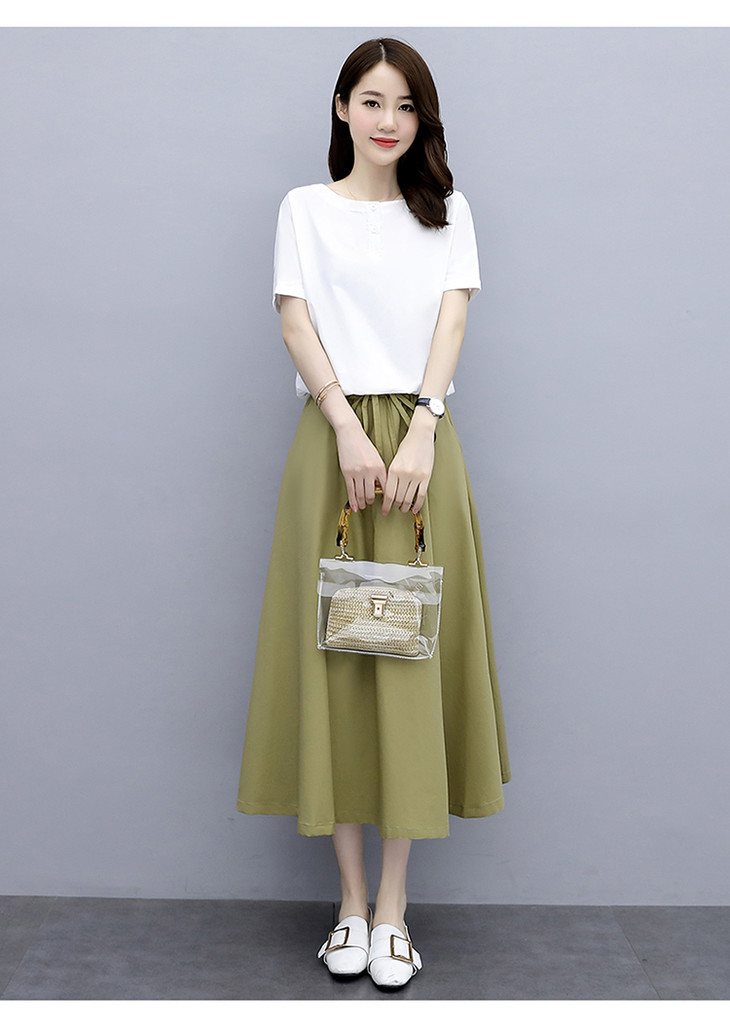 套装裙2020年夏季新款女装休闲文艺天丝棉两件套套装套裙gjc29021