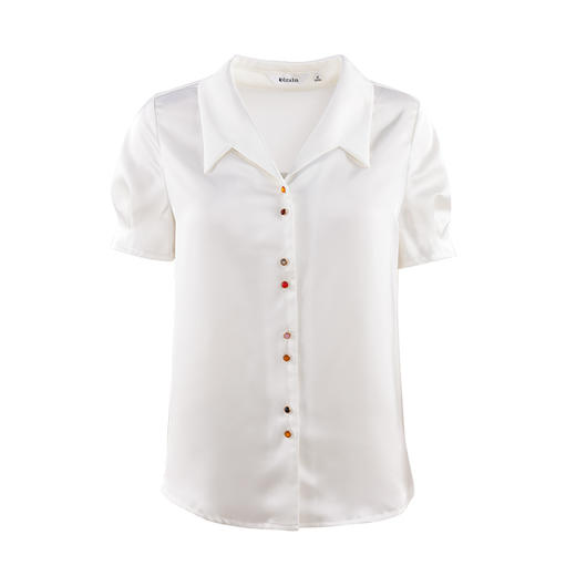 欧芮儿短袖V领雪纺衬衫上衣 商品图3