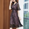 SM-8202370修身显瘦V领桑蚕丝绣花真丝连衣裙 商品缩略图0