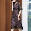 SM-8202370修身显瘦V领桑蚕丝绣花真丝连衣裙 商品缩略图1