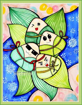 《传统节日主题画 可爱的小粽子》端午节【自动发货：下单后，点击手机短信中收到的链接，即可获取文件下载的链接；如有任何问题，可添加客服微信hm33268获得帮助】