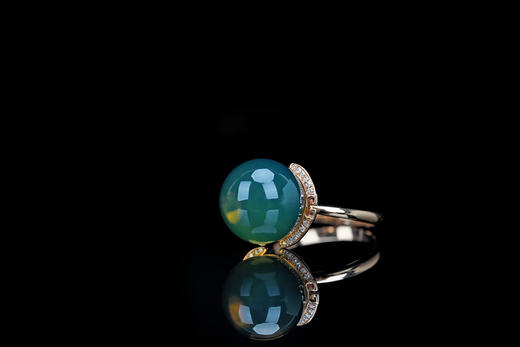 拱月 ·墨西哥蓝珀18K玫瑰金镶钻戒指 商品图0