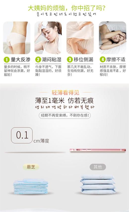 韩国恩芝超薄日用卫生巾250mm/12PJPY带授权招加盟代理 商品图1