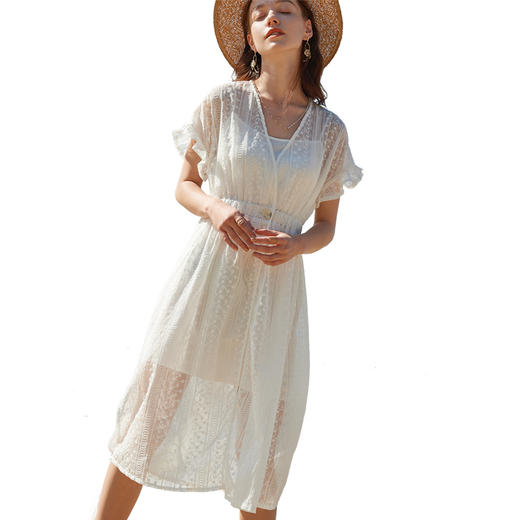 欧芮儿短袖V领雪纺连衣裙 商品图3