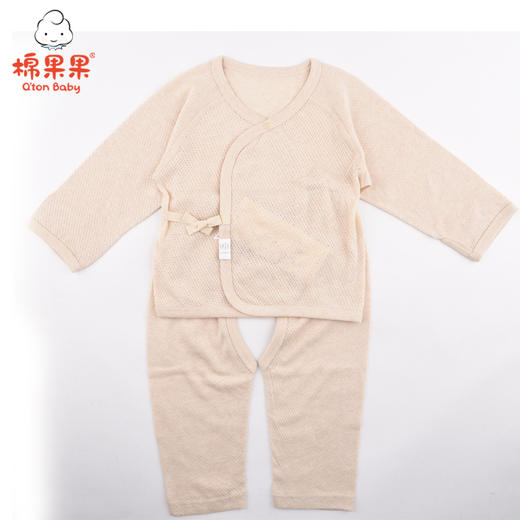 棉果果夏季新疆彩棉纯棉网眼男女宝宝偏襟开裆裤套装M201301117226 商品图0