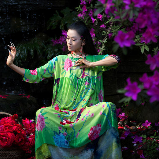 醉梦仙霖连衣裙 | 杨丽萍老师同款| 现货加急发 |真丝款 商品图2