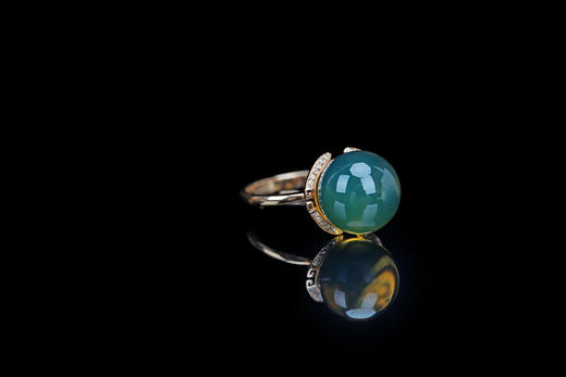 拱月 ·墨西哥蓝珀18K玫瑰金镶钻戒指 商品图3