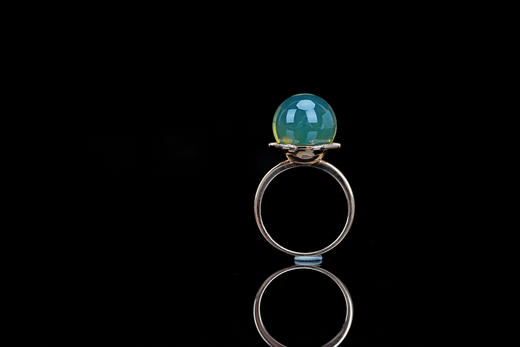 拱月 ·墨西哥蓝珀18K玫瑰金镶钻戒指 商品图4